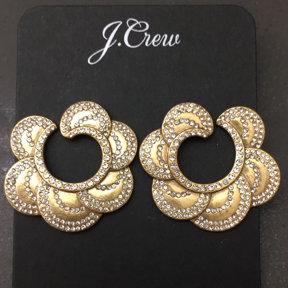 J. Crew Layered Pave Petal Earrings